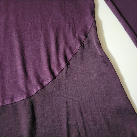 LOGO by Lori Goldstein® Burgundy Round-neck  Mixed Media Short Sleeve Dress - Picture 8 of 11